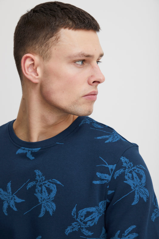 Blend Palm Print Sweatshirt - Navy