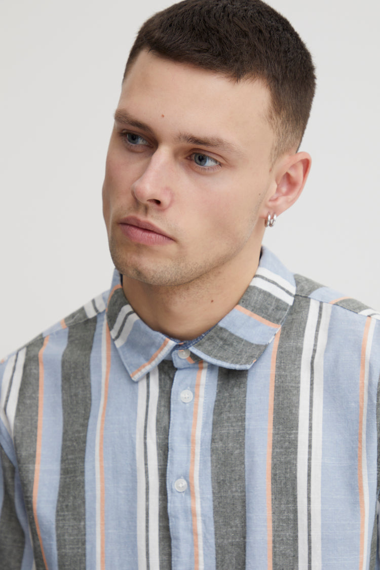 Blend Blue Striped Short Sleeved Shirt
