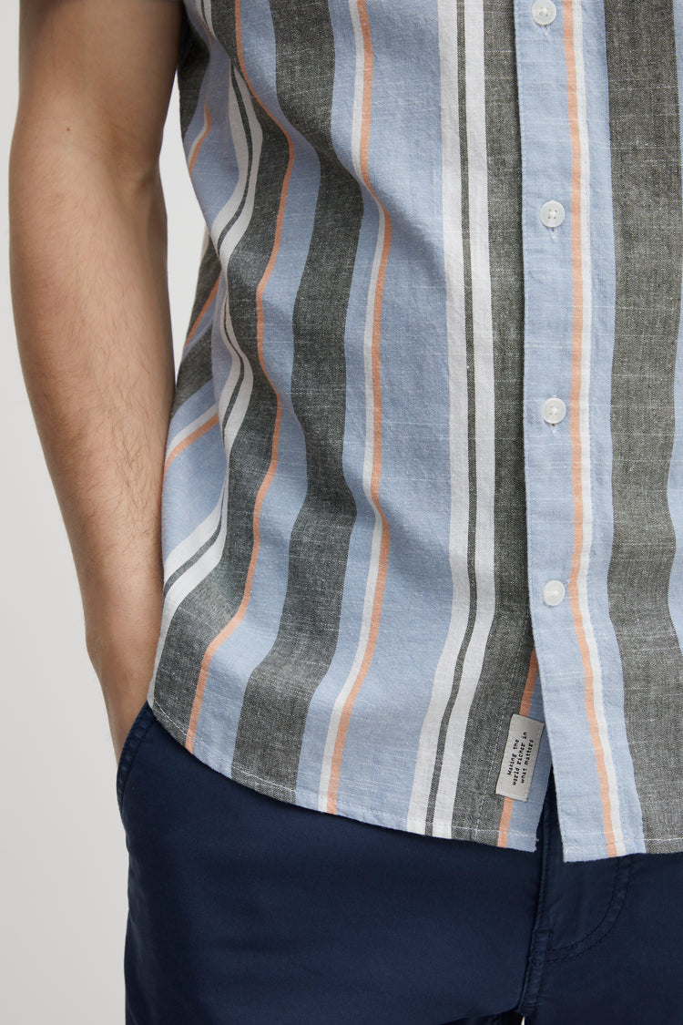 Blend Blue Striped Short Sleeved Shirt