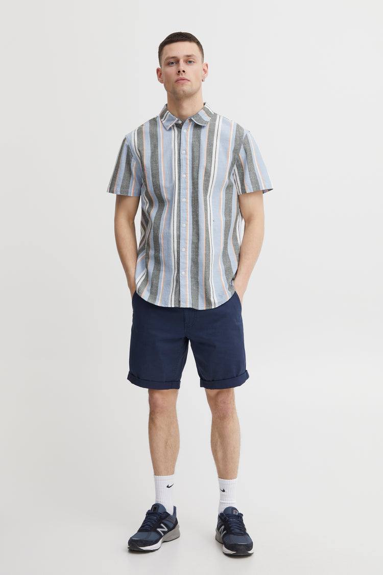 Blend Blue Striped Short Sleeved Shirt