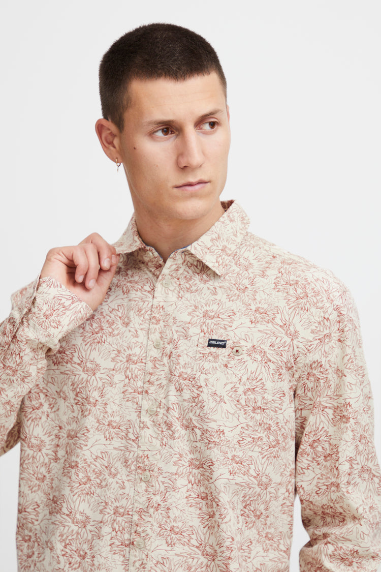 Blend Long Sleeve Printed Shirt - Burnt Henna