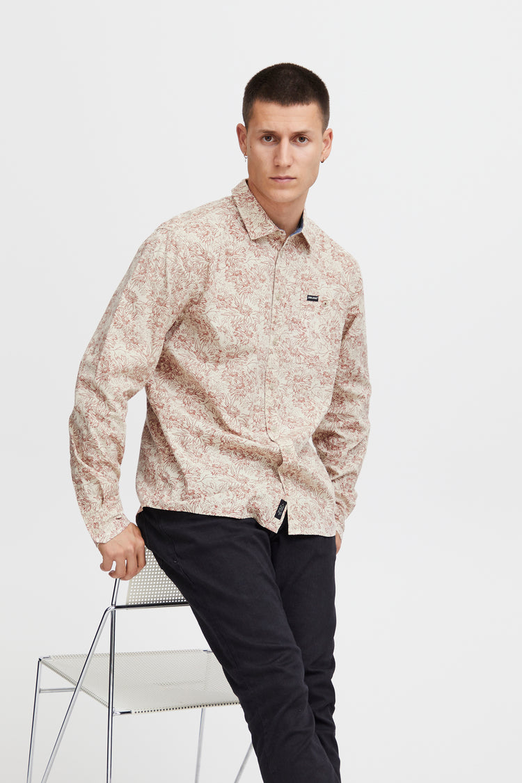 Blend Long Sleeve Printed Shirt - Burnt Henna
