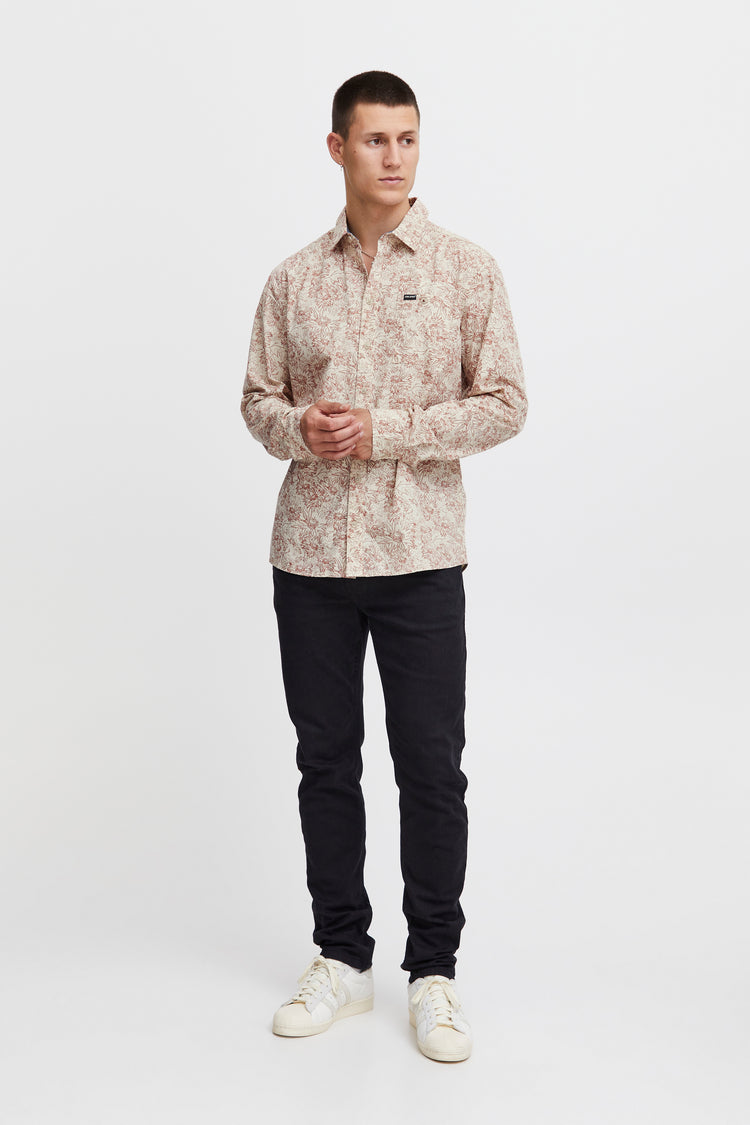 Blend Long Sleeve Printed Shirt - Burnt Henna
