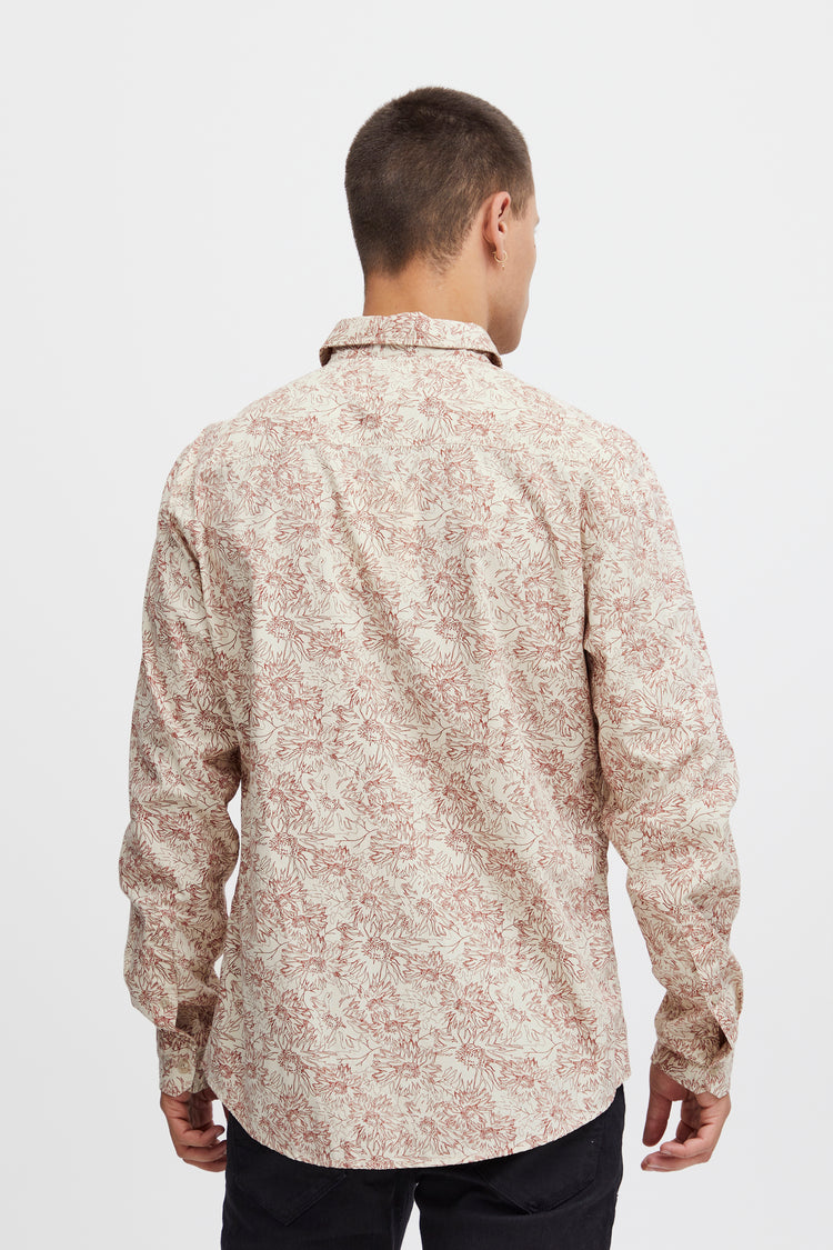 Blend Long Sleeve Printed Shirt - Burnt Henna
