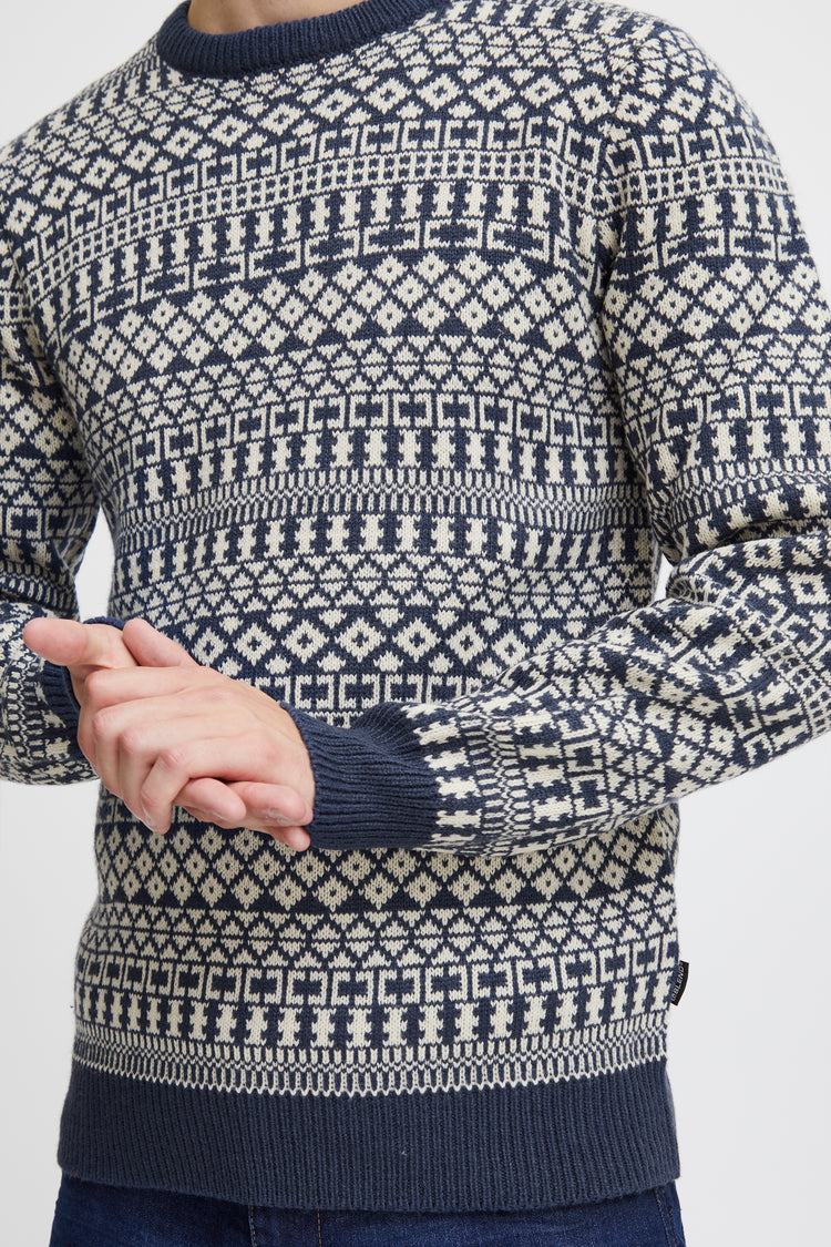 Blend Argyle Stripe Sweater - Navy