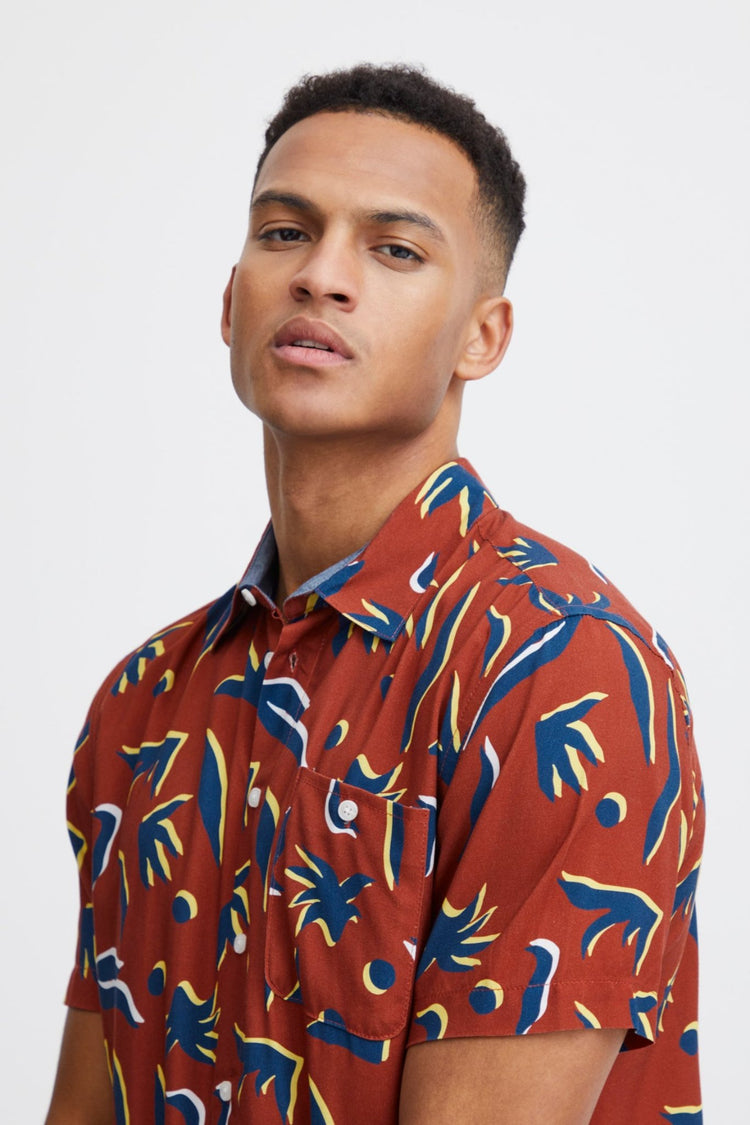 Blend Maroon Print Shirt