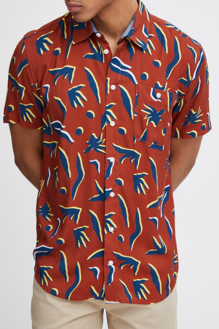 Blend Maroon Print Shirt