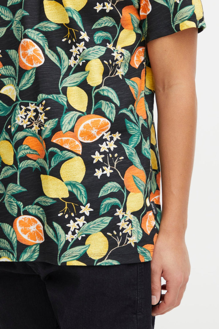 Blend Fruit Printed Black Tee