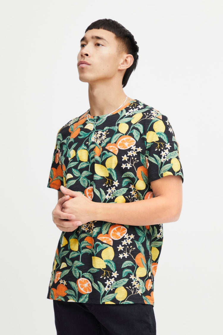 Blend Fruit Printed Black Tee