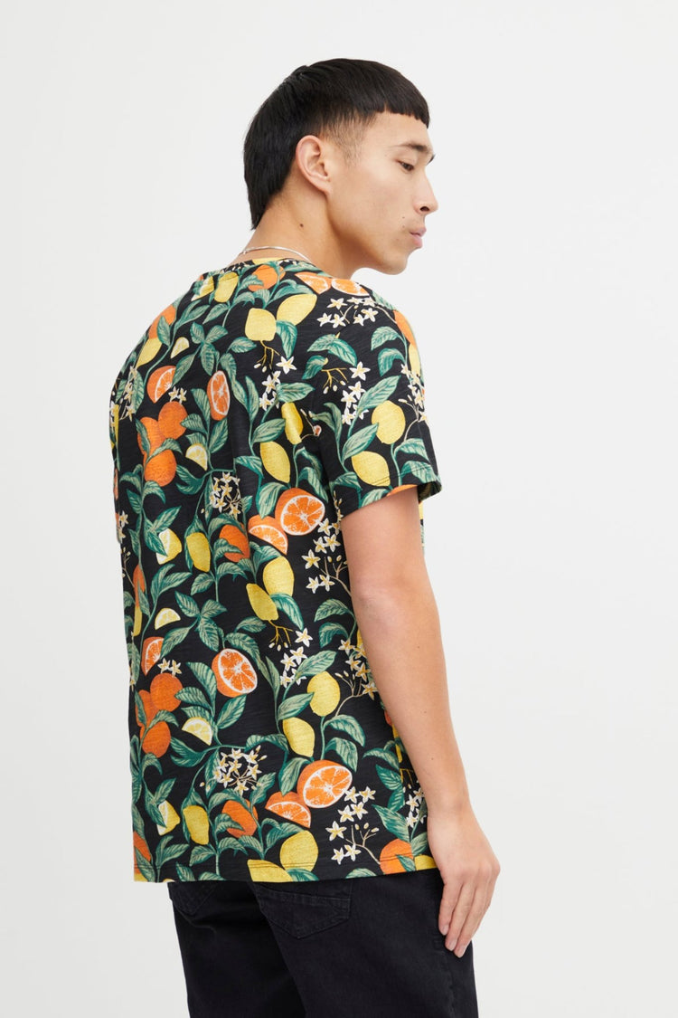 Blend Fruit Printed Black Tee
