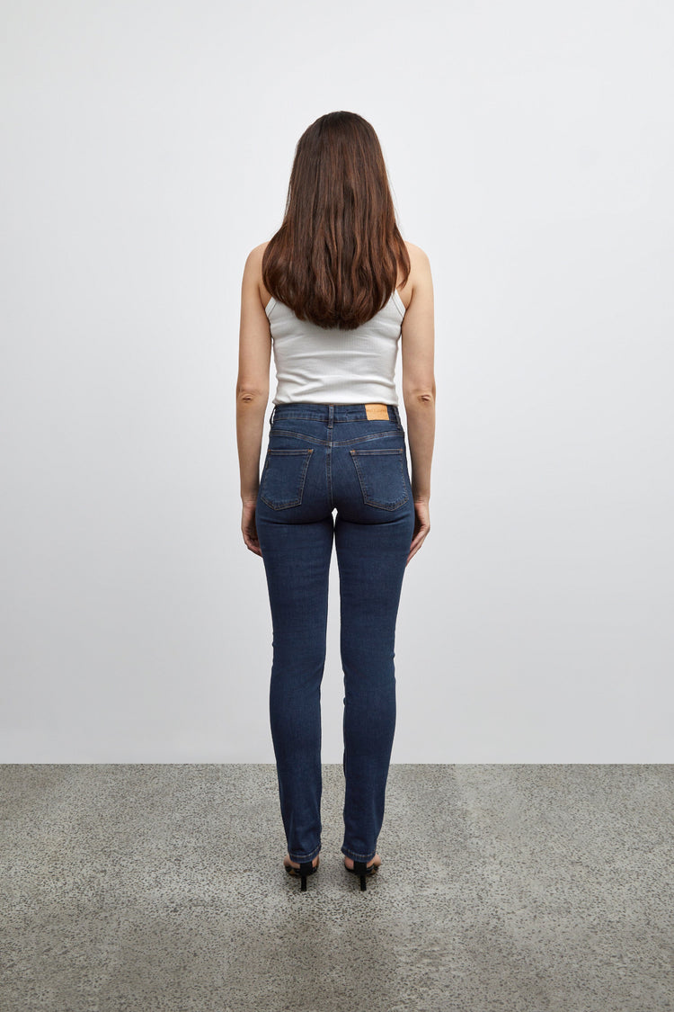 Pulz Emma Jeans HW Straight leg | Dark Blue L32