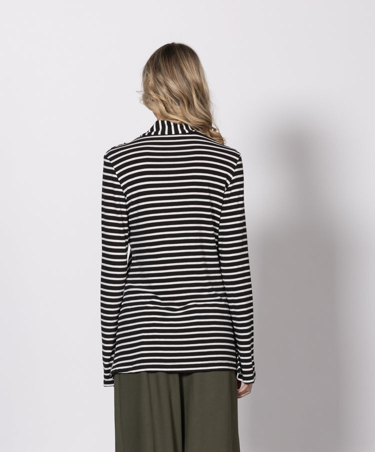 Dressed Split Ends Top - Black and White Stripe