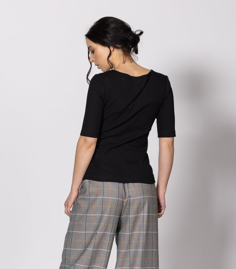 Dressed Liason Rib Top - Black