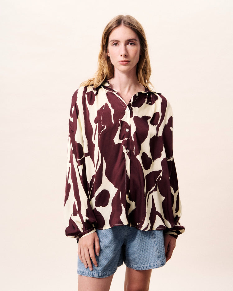 FRNCH Gange Shirt | Nenufar Marron (brown & white) print