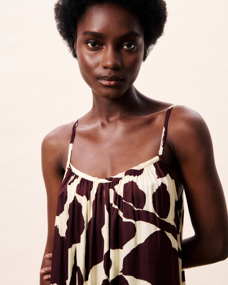 FRNCH Euphrate Dress | Nenufar Marron (brown & white) print
