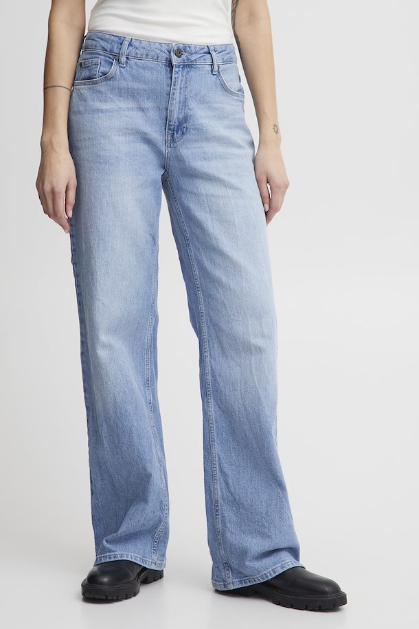 Pulz Vega Jeans Ultra Highwaist Wide Leg - Light Blue Denim