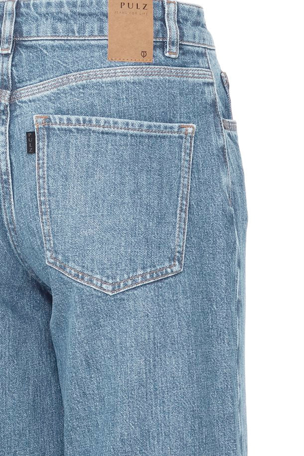 Pulz Vega Jeans Ultra Highwaist Wide Leg - Light Blue Denim