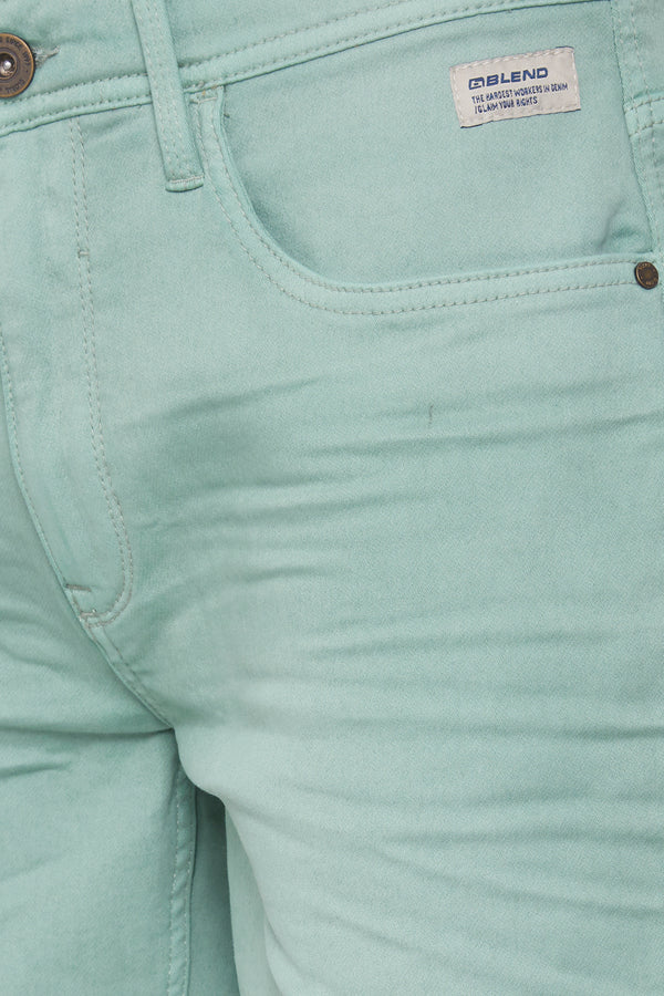 Blend Light Green Stretch Denim Shorts
