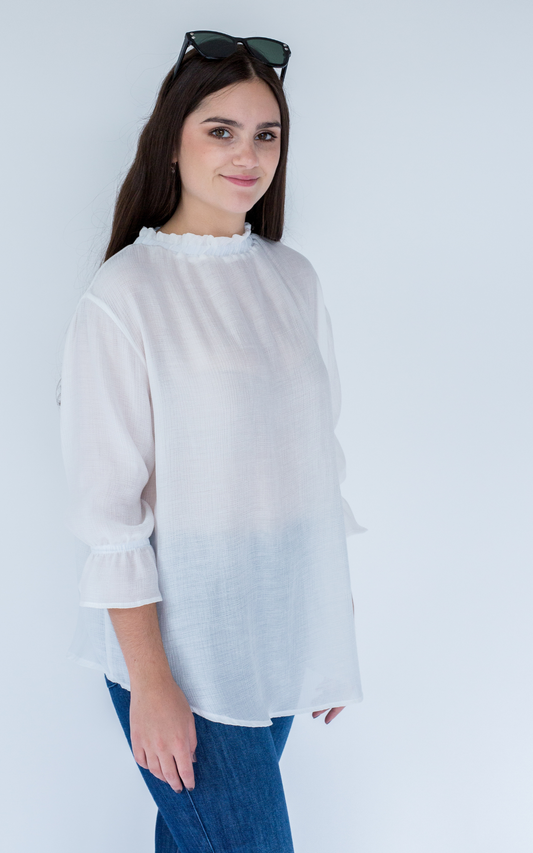Dressed Long Sleeved Cilla Top White