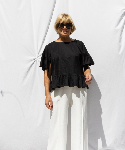 Dressed Florence Ruffle Top Black