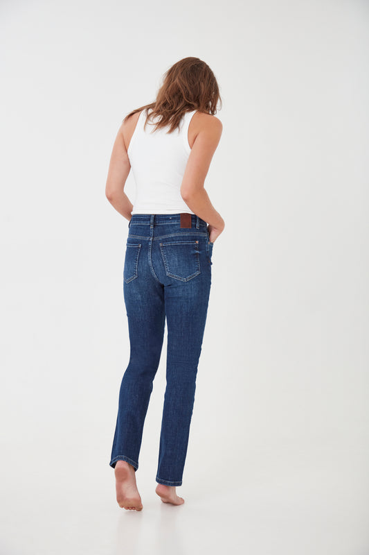 Pulz Liva Jeans Ultrahigh Waist Straight - Dark Denim 32inch Leg