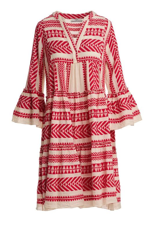 Devotion Twins Ella Midi Dress - Red/Offwhite