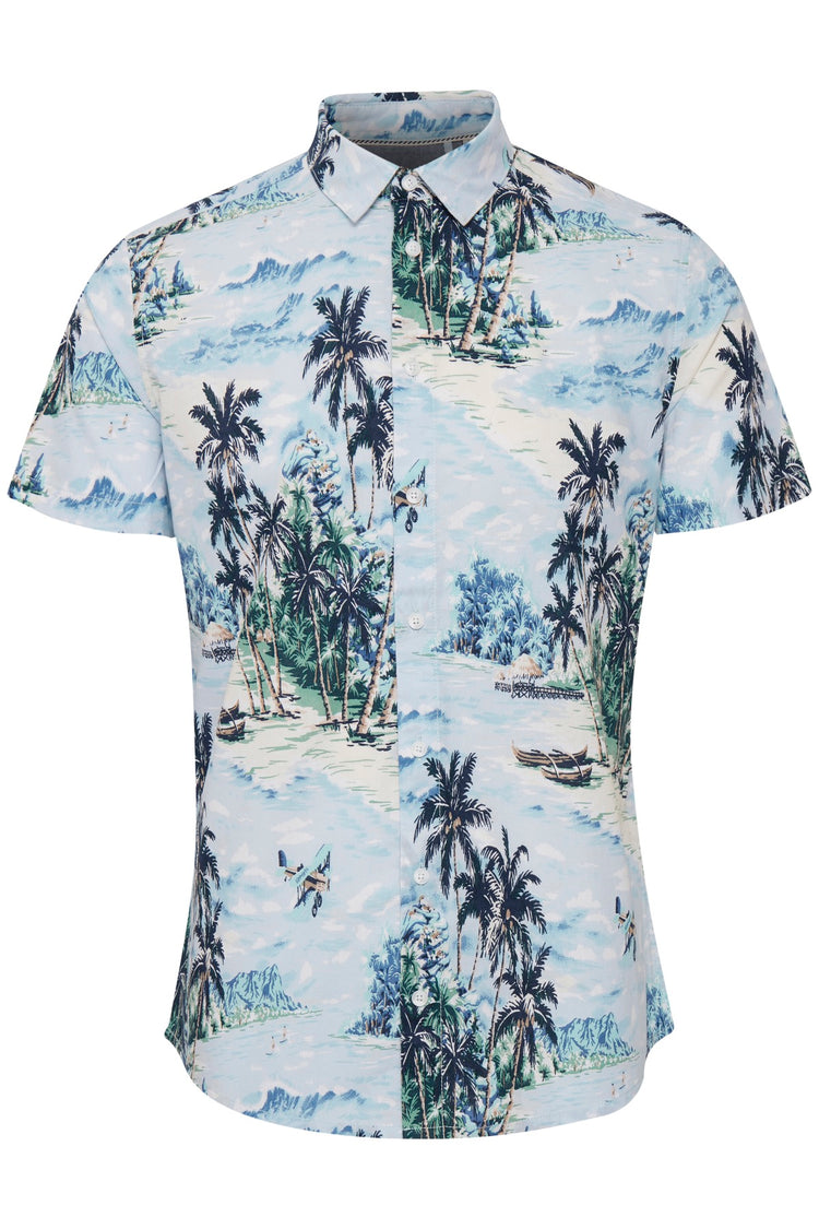 Blend He Tropical Print Shirt in Canal Blue