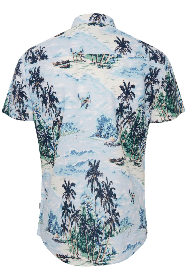 Blend He Tropical Print Shirt in Canal Blue