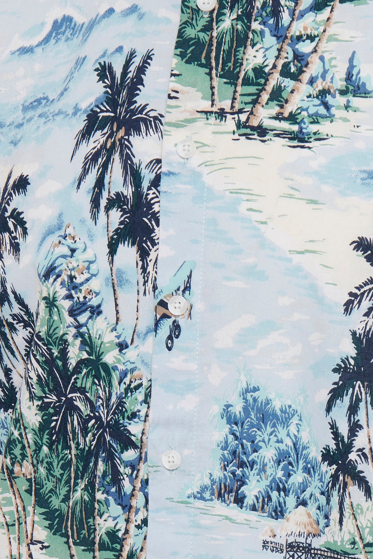 Blend He Tropical Print Shirt in Canal Blue