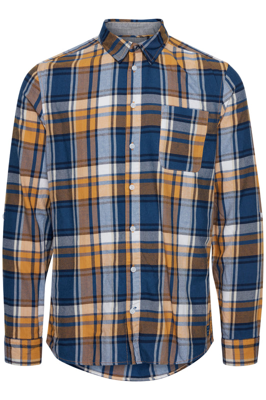 Blend Long Sleeve Check Shirt - Mustard & Navy
