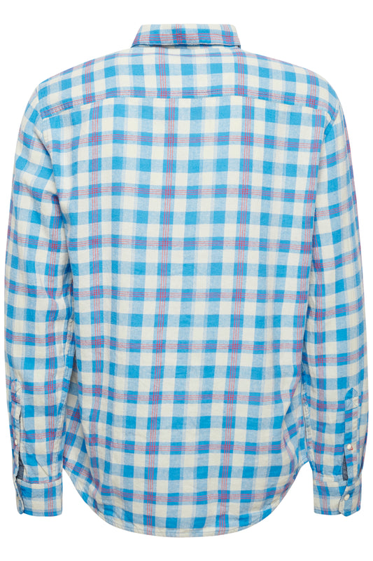 Blend Long Sleeve Check Shirt - Blue