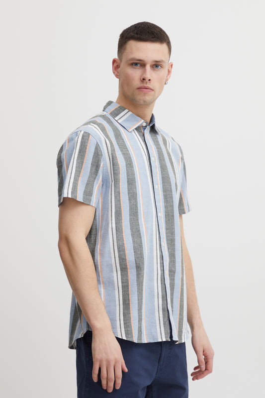 Blend Blue Striped Short Sleeved Shirt