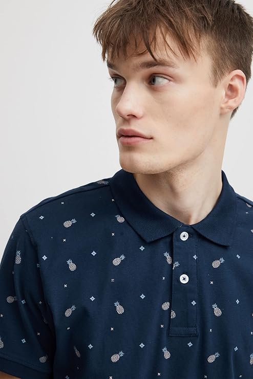 Blend He Navy Printed Polo