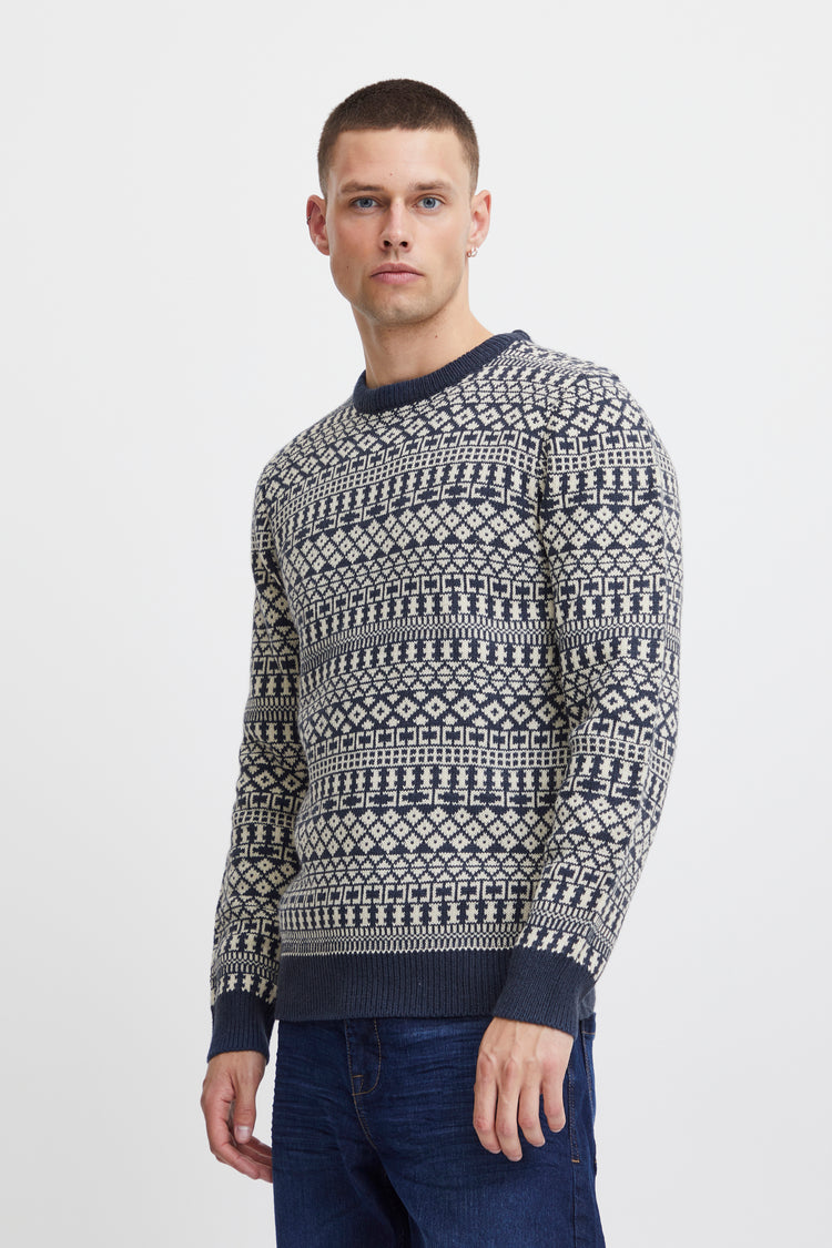 Blend Argyle Stripe Sweater - Navy