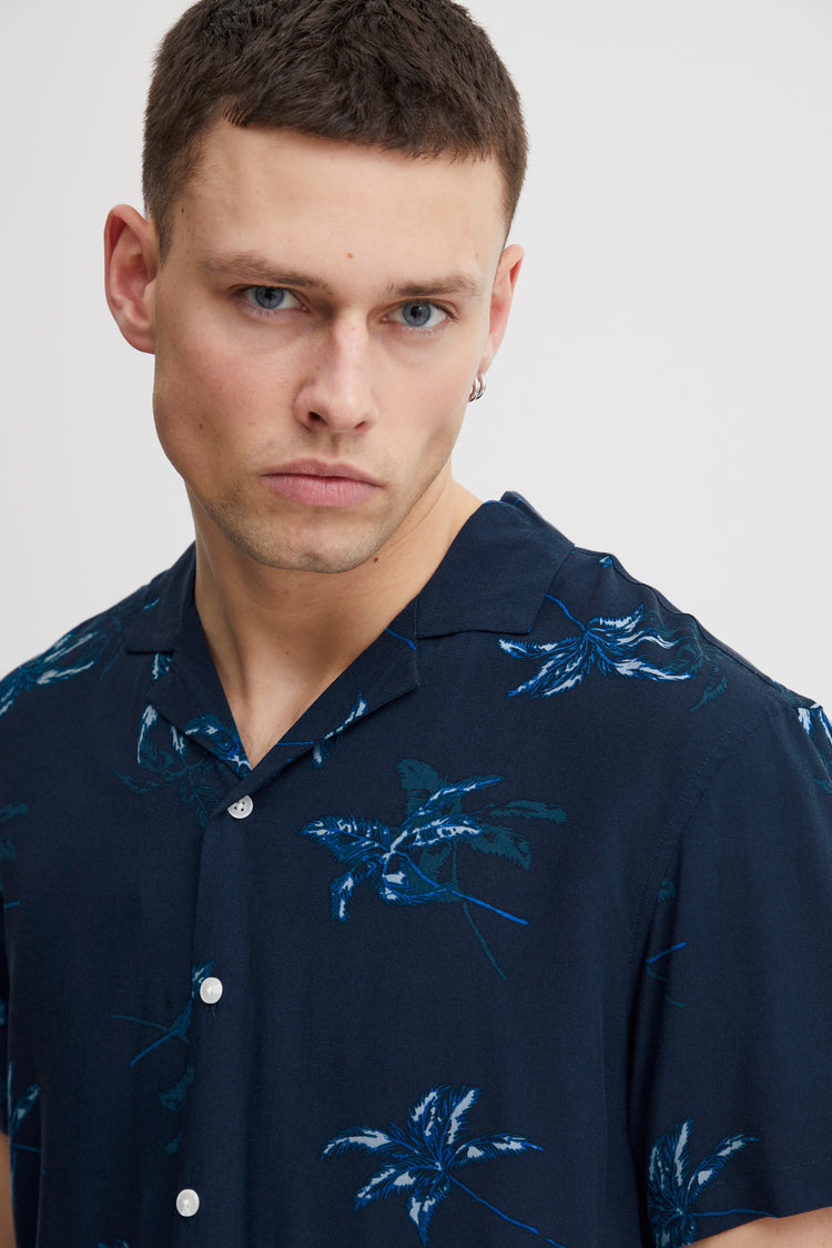 Blend Navy Tropical Short Sleeved Shirt