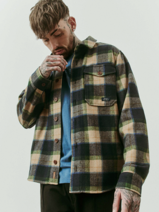 Blend Plaid Overshirt - Green Check