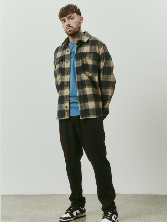 Blend Plaid Overshirt - Green Check