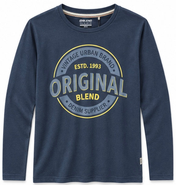 Blend He Long Sleeve Tee | Blue
