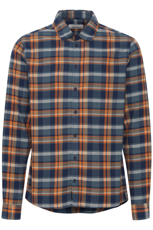 Blend Check Shirt - Navy/Orange