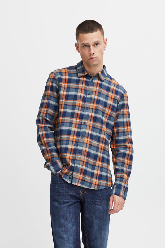 Blend Check Shirt - Navy/Orange