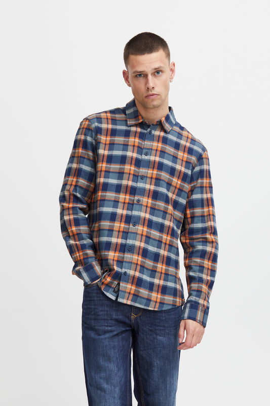 Blend Check Shirt - Navy & Tan