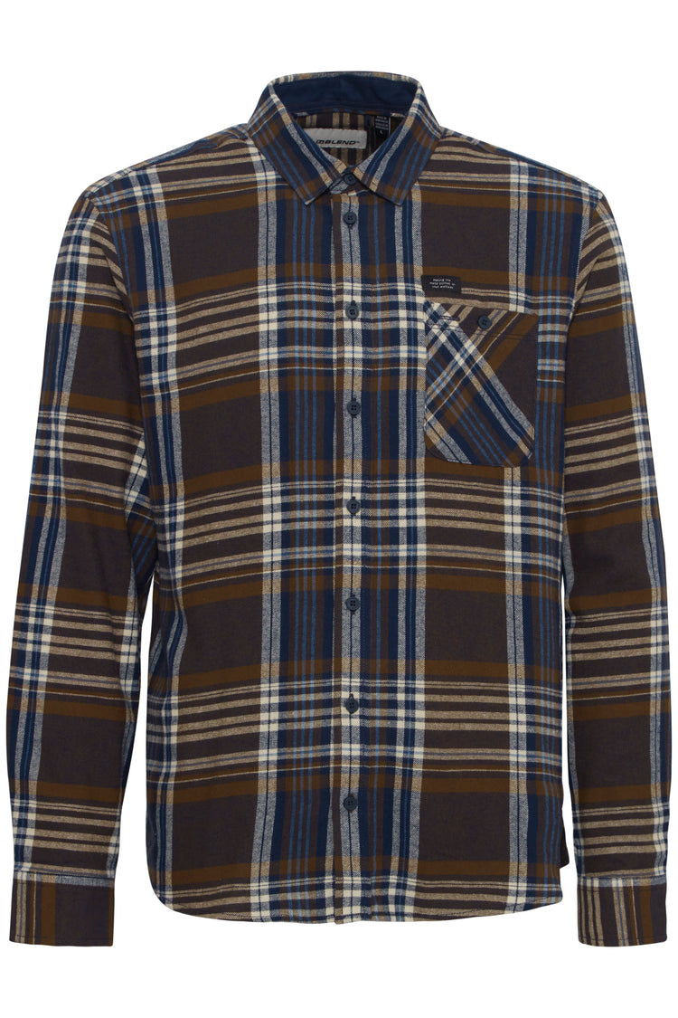 Blend Check Shirt - Navy/Brown