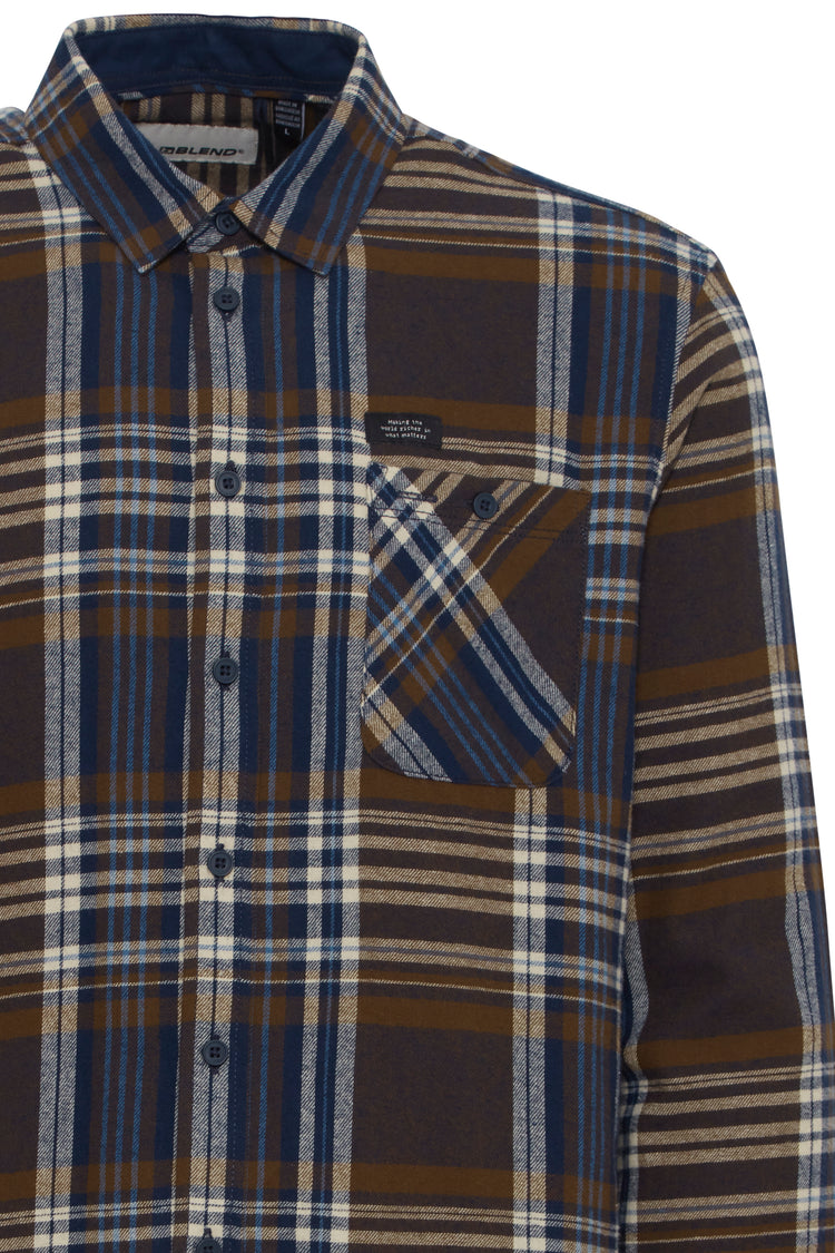 Blend Check Shirt - Navy/Brown