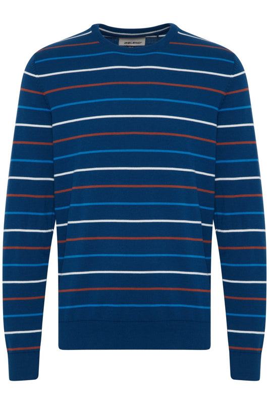 Blend Navy Striped Knitted Pullover