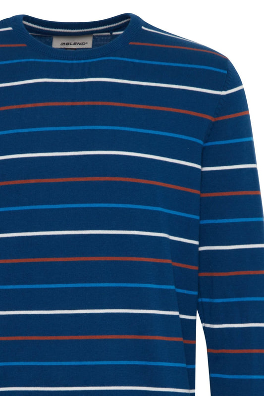 Blend Navy Striped Knitted Pullover