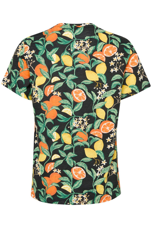 Blend Fruit Printed Black Tee