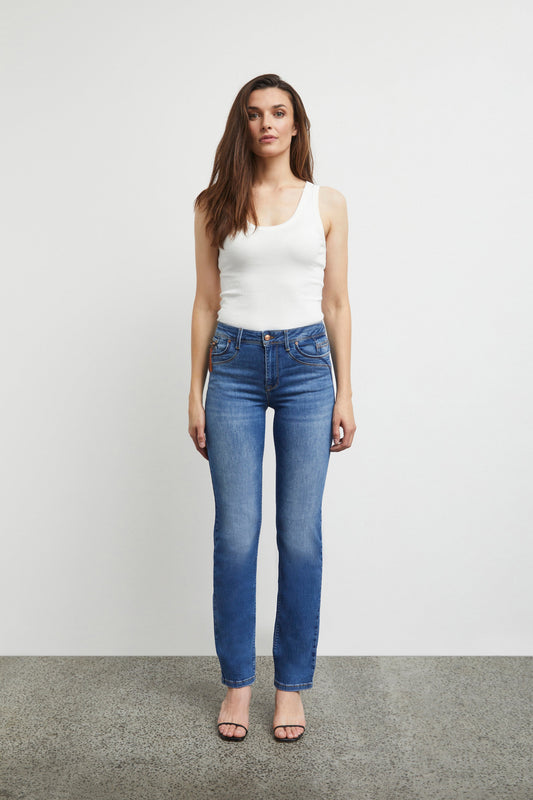 Pulz Karolina Jean  HWST Leg - Medium Blue L30