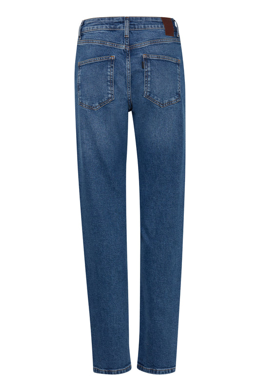 Pulz Liva Ultra Highwaist Straight Leg | Med Denim Blue | L32