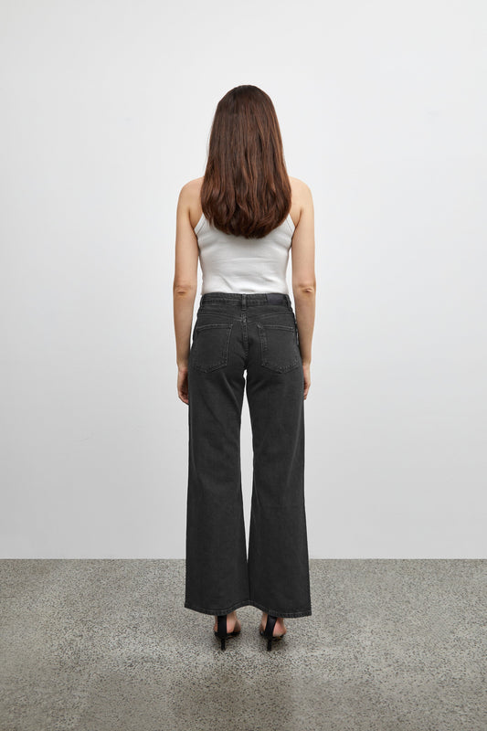 Pulz Vega Jeans Ultra Highwaist Wide Leg | Black Denim L32