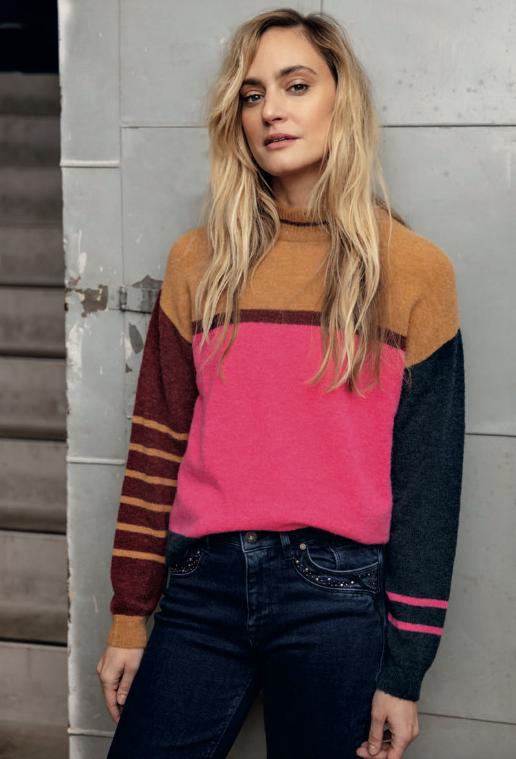 Pulz Astrid Color Block Pullover
